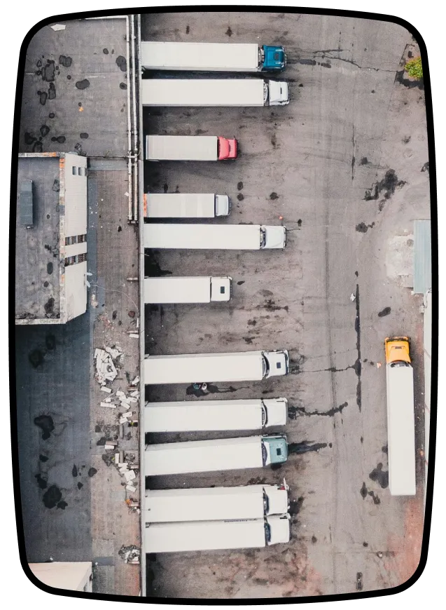 A cenit shot of a truck station